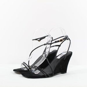 Reiss Kali Wedge Suede Strappy Sandal - Black 7M/38EU